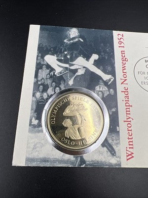 1993 Germany Olympic Medal Numisbrief 1952 Oslo Helsinki Winter Games Proof
