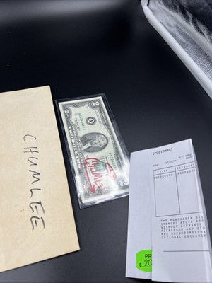 Chumlee Pawn Stars signed 2003 A $2 FRN Federal Reserve Note