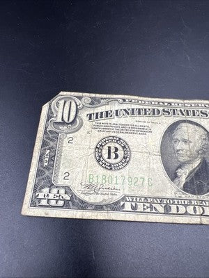 1934 A $10 FRN Ten Dollar Federal Reserve Note New York District VG Circ #27