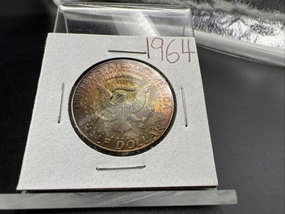 1964 50c Kennedy Silver Half Dollar Coin PQ Amber Toning Obverse CH AU SK#1a