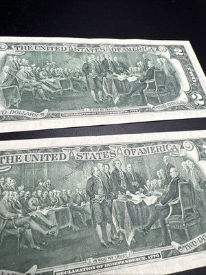 2 Consecutive 1976 Bicentennial $2 Two Dollar Federal Reserve Notes AU About UNC