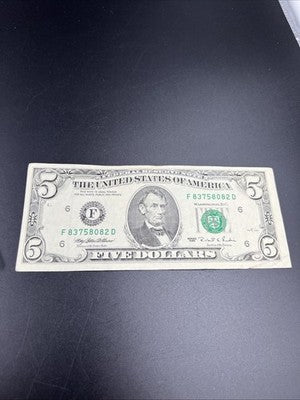 1995 $5 FRN Federal Reserve Note VF Very Fine Circ #082