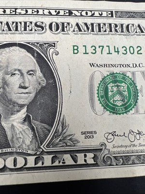 Lot of 6 2013 2017 Star * $1 FRN Federal Reserve Notes Circ #302