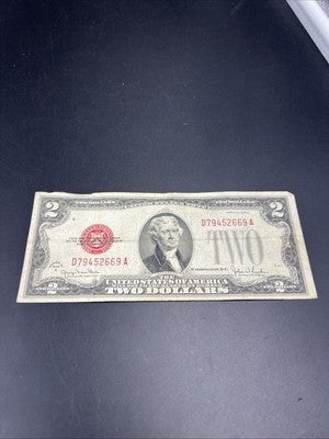 1928 G $2 Two Dollar Legal Tender United States Red Seal Note CH VG Circ #669