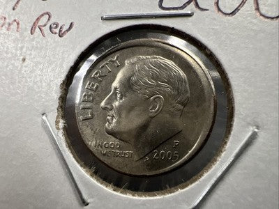Broadstrike error 2005 P 10c Roosevelt Dime Coin CH AU w/ Die Crack Reverse