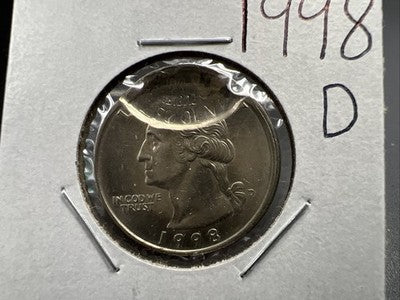 1998 D 25c Washington Quarter Coin Double Struck Major Error CH BU UNC
