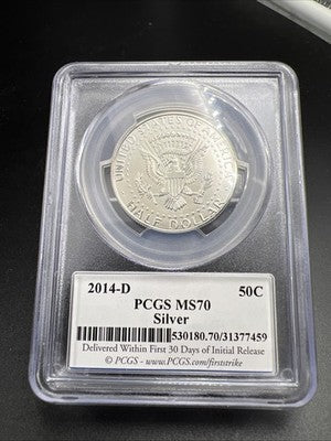 2014 D 50c Kennedy Silver Half Dollar Coin PCGS MS70 #495