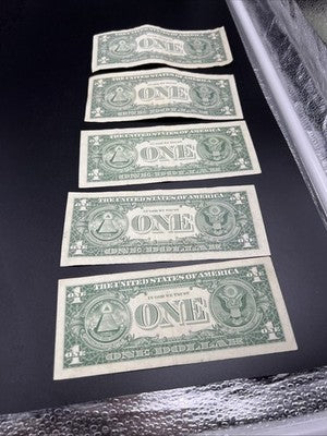 Lot of 5 1963 B $1 Barr FRN Federal Reserve Notes One Dollar Bills VG + #660