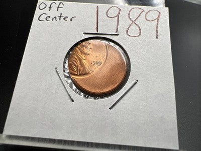 1989 1c Lincoln Memorial Cent Penny 50% Off Center BU UNC sk#3A