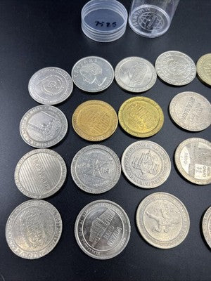 Lot of 20 $1 Casino Dollar Gaming Tokens Metal Circulated Conditions SKU#7526