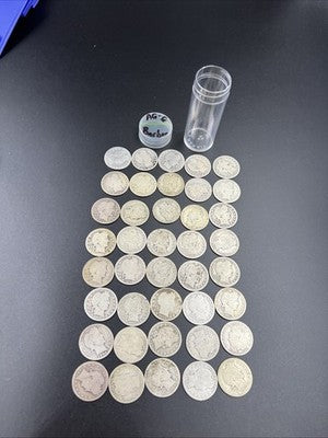 Barber Quarters 90% Silver Coin Quarter Roll $10 Face Value 40 Coins AG/G SKU#4X