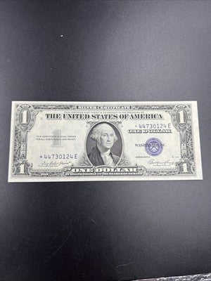 1935 E * Star $1 One Dollar US Silver Certificate Blue Seal UNC #44
