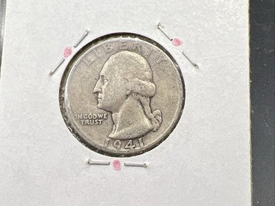 1941 25c Washington Silver Quarter Coin AG Very Circ Double Die Reverse Variety