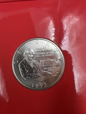 Bill Of Rights Set 1993 W James Madison 90% Silver Half Dollar & Bronze Medal