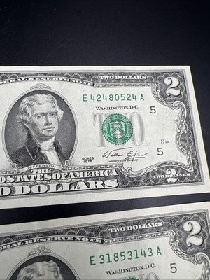 Lot of 3 1976 Bicentennial $2 Two Dollar Federal Reserve Notes XF / AU #812