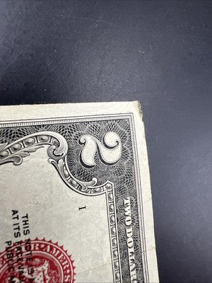 1928 G $2 USN Red Seal Legal Tender Note CH Fine / VF Cric #851