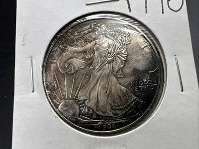 1996 1 Oz ASE American Silver Eagle Coin CH BU UNC Neat Toning Toner
