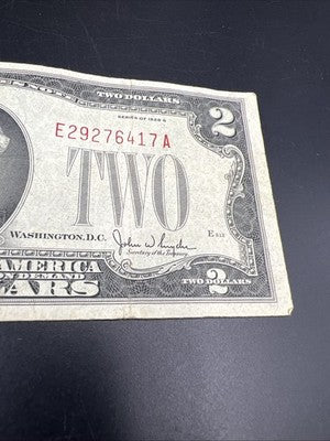 1928 G $2 Two Dollar Legal Tender United States Red Seal Note Fine Circ #417