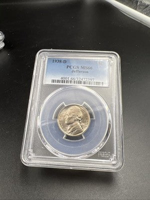 1938 D 5c Jefferson Nickel Coin MS66 Gem BU UNC #397