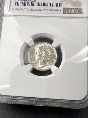 1945 P Mercury Silver Dime Coin NGC MS64 CH BU #025