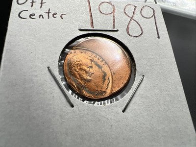 1989 1c Lincoln Memorial Cent Penny 60% Off Center BU UNC sk#4B