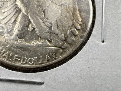 1945 P 50c Walking Liberty Half Dollar Missing Designer Initials FS-901 VF Circ