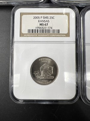 2005 P Complete 5 Coin State Quarter Set NGC MS67 SMS