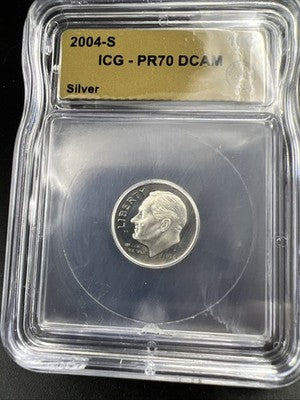2004 S Silver Proof Rooseveltl Dime Coin PR70 ICG