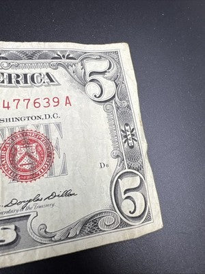 1963 $5 * Star Five Dollar USN United States Note Fine Circ #639