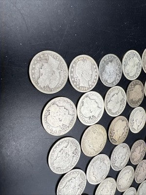 Barber Quarters 90% Silver Coin Quarter Roll $10 Face Value 40 Coins AG/G SKU#1j