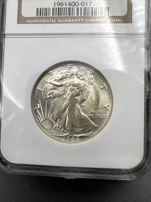 1942 P 50c Walking Liberty Silver Half Dollar Coin NGC BU Brilliant Uncirculated