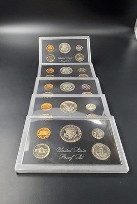 5 Set US OGP Clad Proof Set Lot Collection 1968 - 1972 S - 5 Total sets 25 Coins