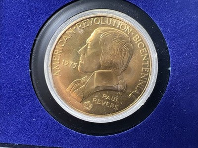 1975 American Revolution Bicentennial Paul Revere Bronze Medal in Case