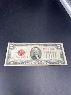 1928 G $2 Two Dollar Legal Tender United States Red Seal Note CH VG Circ #669