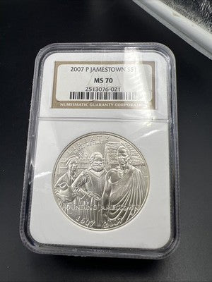 2007 P Jamestown Commemorative Silver Dollar Coin NGC MS70 Gem BU