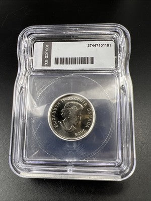 2009 25c Men's Hockey Canada Twenty Five Cents Quarter Coin ICG BU Certified