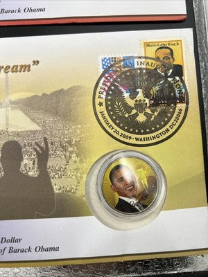 Lot of 10 Barack Obama Colorized US UNC Coins in Display Envelopes