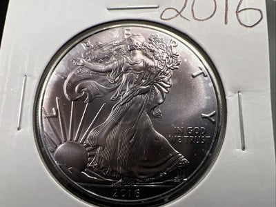 2016 1 Oz ASE American Silver Eagle Coin Gem BU UNC Neat Toning Toner