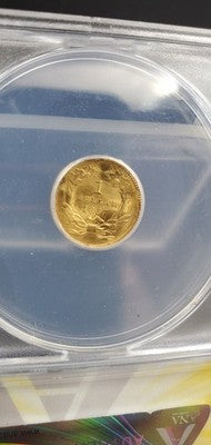 1857 Type 3 Princess Head Gold G$1 Dollar Coin ANACS AU Details Damaged Bent