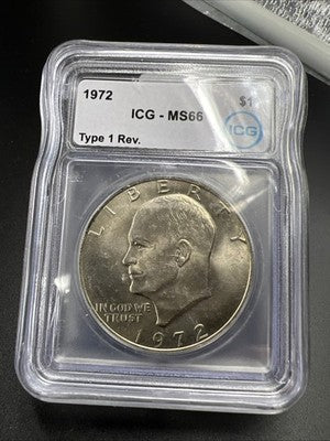 1972 P $1 Ike Eisenhower Clad Copper Nickel Dollar Coin ICG MS66 #92