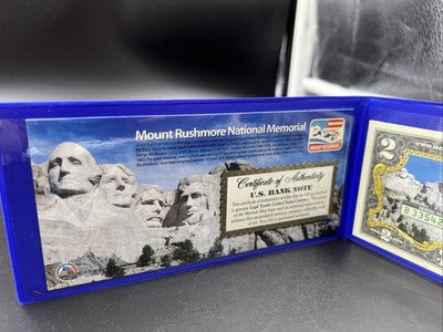 Mount Rushmore Colorized Enhanced 2017 A 2 Two Dollar Federal Reserve Note Unc A