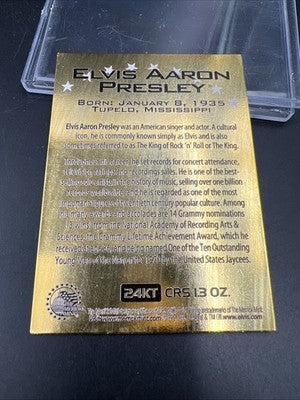 Elvis Presley 75th birthday Gold Plated Card