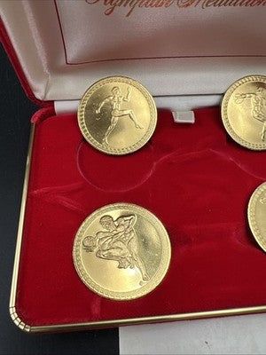 4 Coin Olympian Medallion Set In Red Display Box