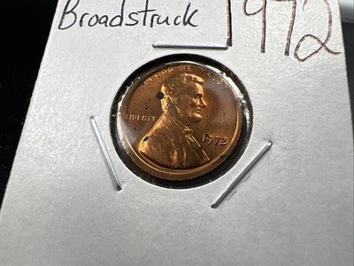 Broadstruck 1972 P 1c Lincoln Memorial Cent Penny Error Coin CH BU RB