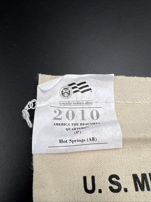 U.S. Mint Bag 100 2010 P 25c Hot Springs Arkansas ATB Quarter Coins BU UNC