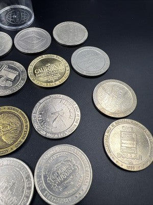 Lot of 21 $1 Casino Dollar Gaming Tokens Metal Circulated Conditions SKU#7531
