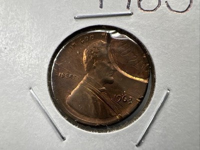 1963 1c Lincoln Memorial Cent Double Struck Error Coin BU UNC RB / Brown