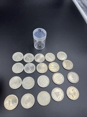 Lot of 20 $1 Casino Dollar Gaming Tokens Metal Circulated Conditions SKU#7540