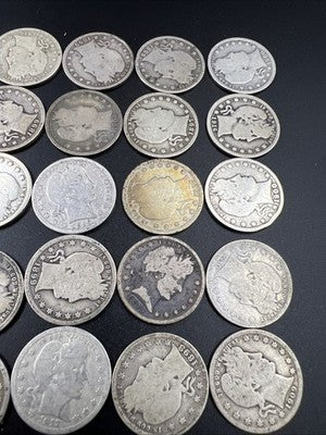 Barber Quarters 90% Silver Coin Quarter Roll $10 Face Value 40 Coins G SKU#1A