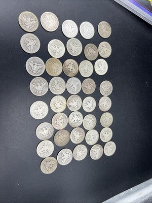 Barber Quarters 90% Silver Coin Quarter Roll $10 Face Value 40 Coins AG/G SKU#1j